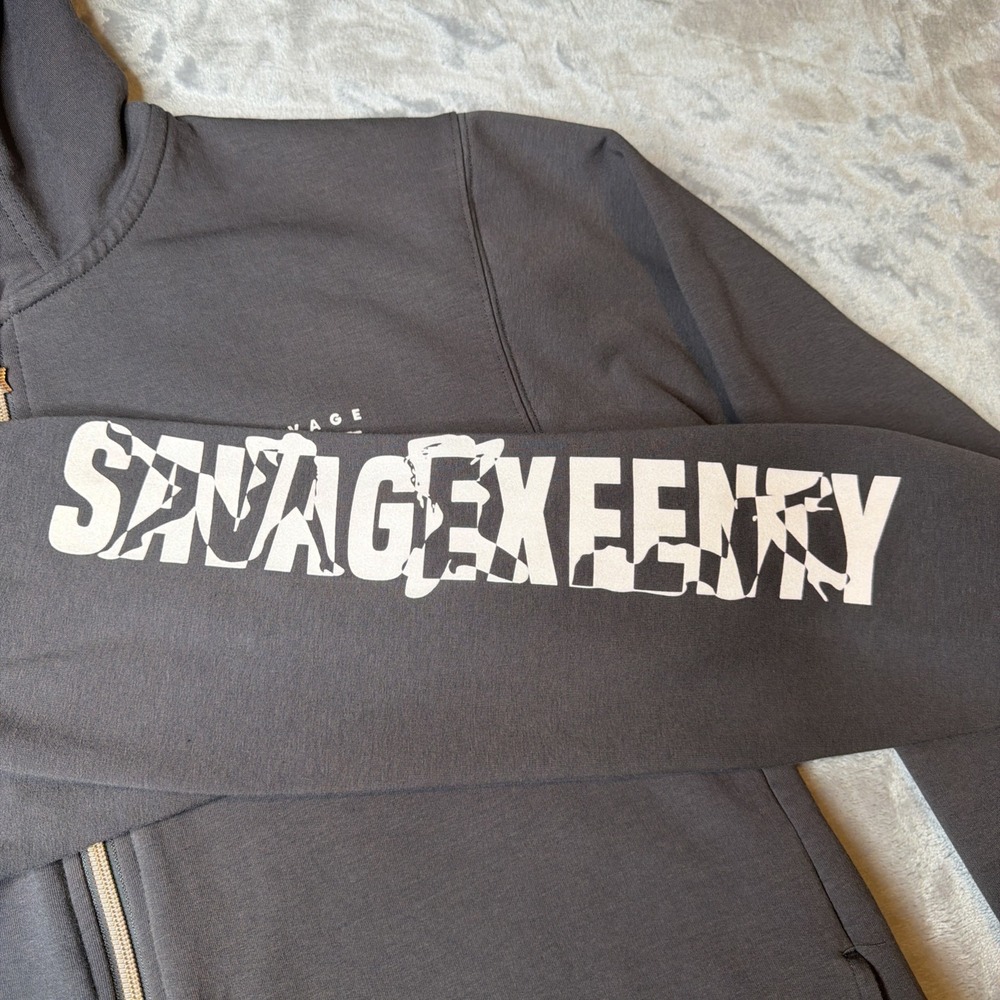 Savage X Fenty Women's Small Hooded Jumpsuit One Piece Gray Zip Front Lounge - Picture 5 of 10